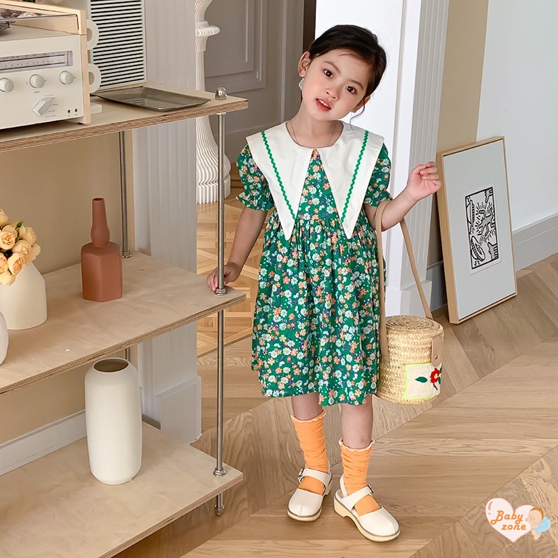 Đầm Công Chúa Eo Phồng In Họa Tiết Hoa Dễ Thương Thời Trang Mùa Hè Cho Bé Gái 2-7 Tuổi