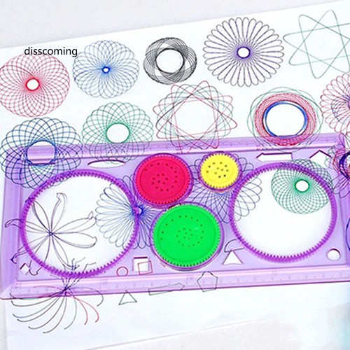 Thước kẻ hình học spirograph đa năng nhiều hình dáng tiện dụng cho bé