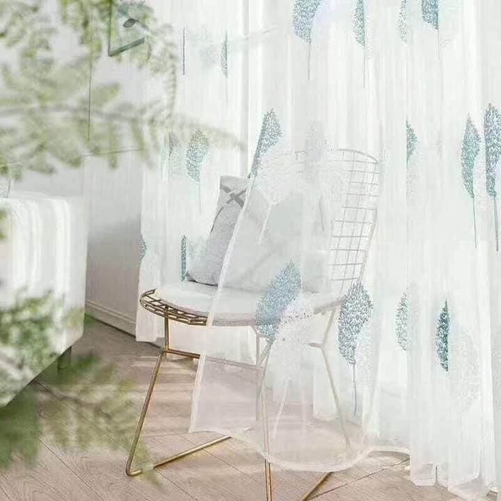 Rèm cửa sổ voan hoa văn trắng trang trí cực xinh decor phòng siêu đẹp VIP07 Vuaremgiasi