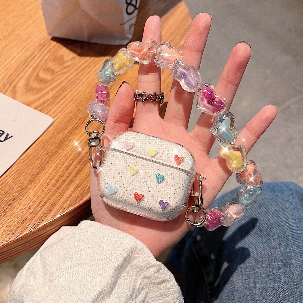 Vỏ Hộp Tai Nghe Không Dây Họa Tiết Trái Tim Lấp Lánh Cho AirPods3gen AirPods3 AirPods2gen Ốp