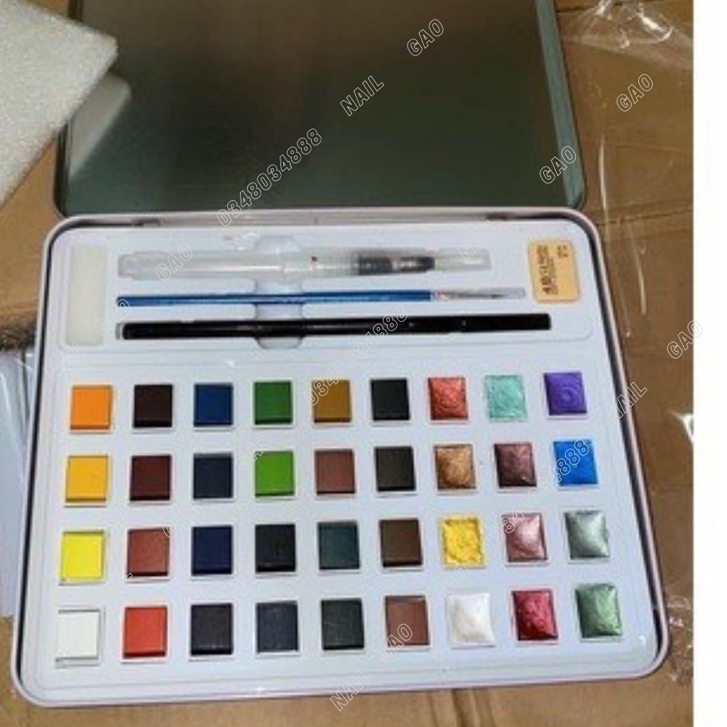 Sét  sơn nước,màu loang nhũ trang trí móng tay 36 màu kèm phụ kiện hót hít