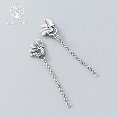 Charm bạc dây bông tai chim công - NQ Jewelry