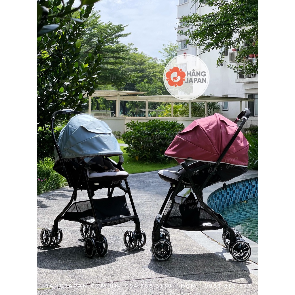 Xe đẩy Combi Sugocal Light đệm điều hòa, 4 bánh xoay tự động BH chính hãng 2 năm