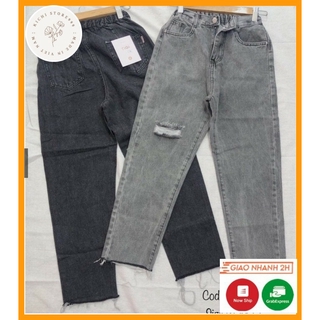 Quần baggy jean thời trang phong cách nữ KIchistore, quần jeans nữ kiểu dáng baggy cao cấp nữ M113 xám