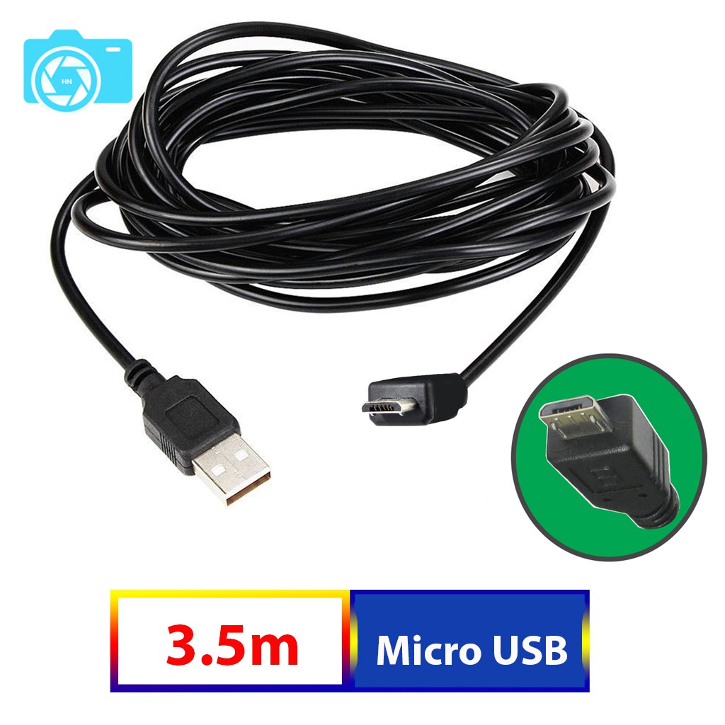 Dây cấp nguồn cho camera hành trình, chân Micro USB, dài 3.5m, có thể sạc cho điện thoại | BigBuy360 - bigbuy360.vn