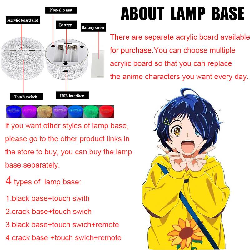 Đèn ngủ cảm ứng điều khiển từ xa hình anime WONDER EGG PRIORITY