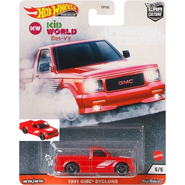 Xe mô hình Hot Wheels Premium Car Culture Power Trip Series 1991 GMC Syclone GJR01, bánh cao su.