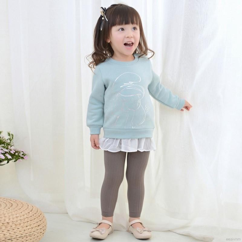 Quần Legging Cotton Màu Trơn Mềm Mại Cho Bé Gái