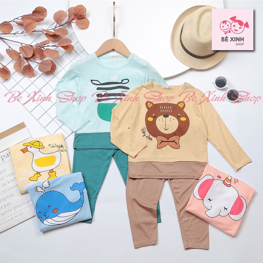 Bộ đồ ngủ thu đông dài tay cho bé gái bé trai Minky Mom  Đồ bộ tay dài thun lạnh bé gái bé trai trẻ em DÀI_MỚI