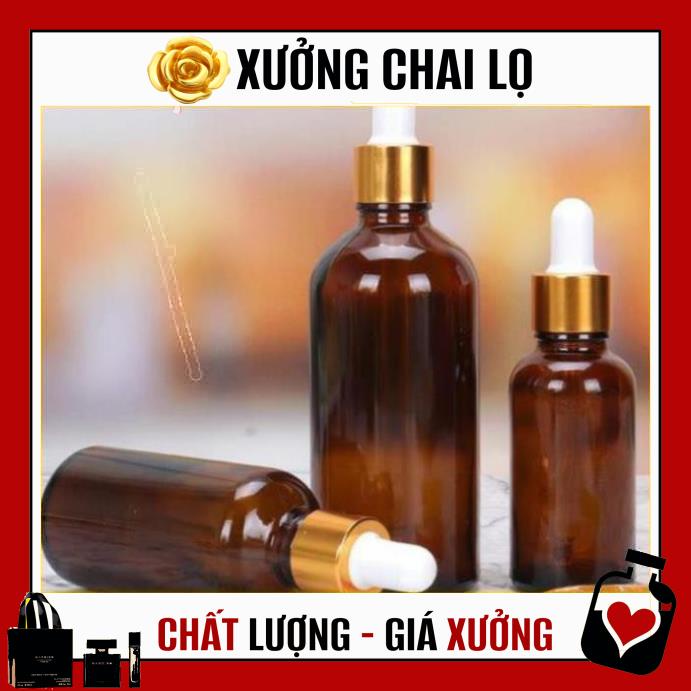 Lọ Chiết Serum ❤ TOP GIÁ RẺ ❤ [100ml] Chai lọ đựng tinh dầu thủy tinh nắp bóp giọt Khoen Vàng, phụ kiện du lịch