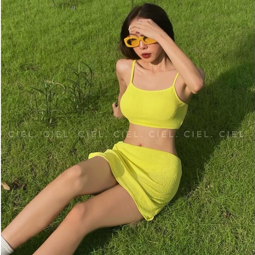 CieL swimwear - Set bikini 3 mảnh vàng chanh/ cam cháy CieL
