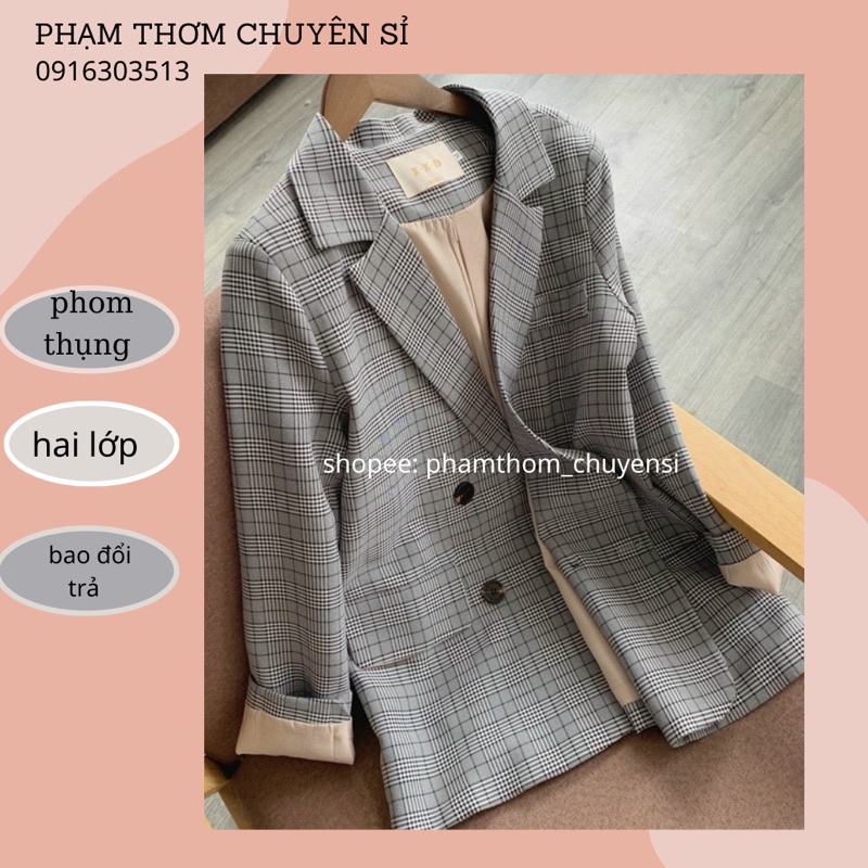 Áo khoác vest blazer nữ kẻ