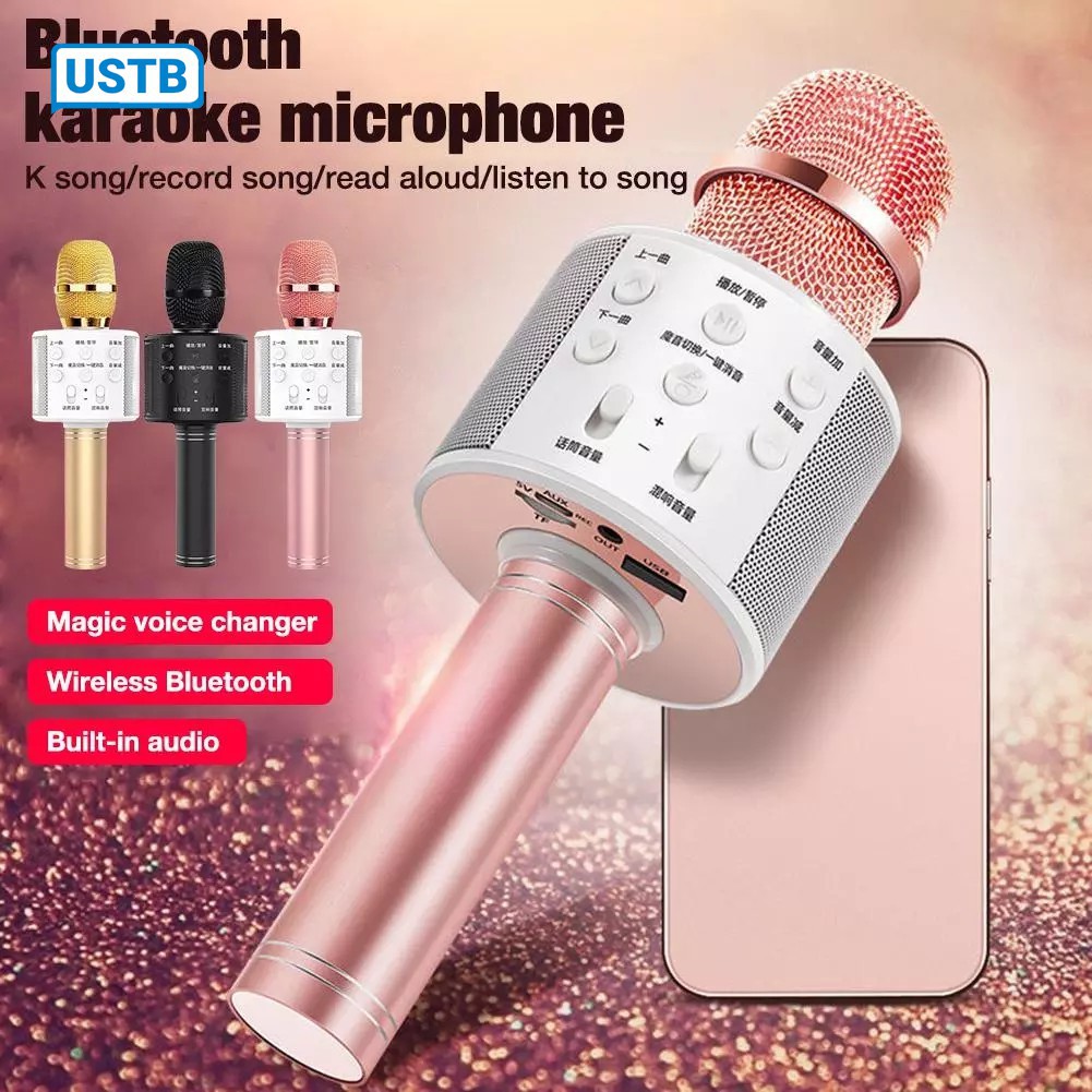 Micro karaoke WS858 cầm tay không dây KTV USB loa di động