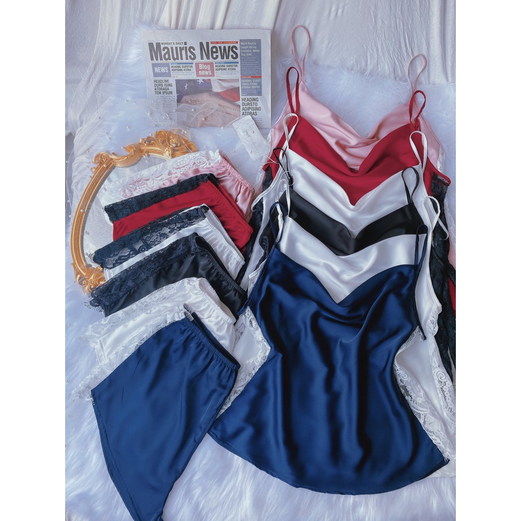 Q11.HCM [LL779] Bộ ngủ lụa satin Quảng Châu - váy ngủ quyến rũ - cô chủ nhỏ chuyên sỉ