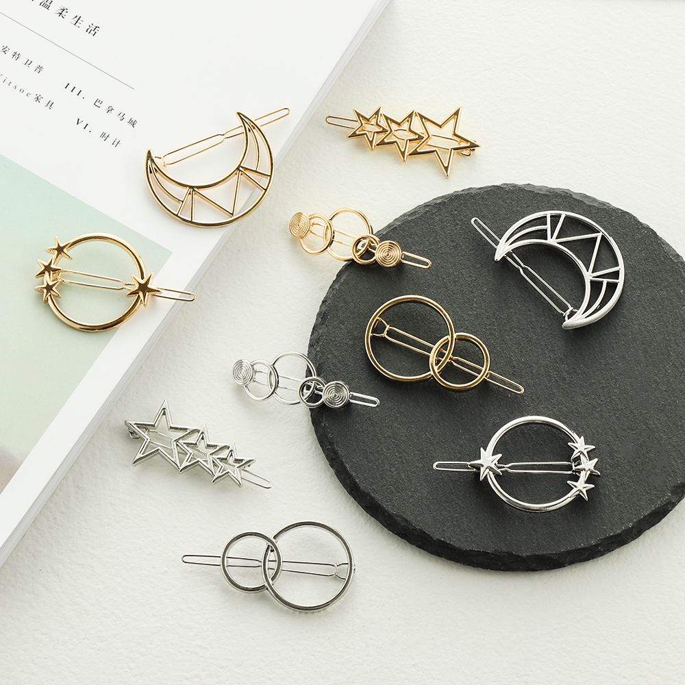 Kẹp tóc kim loại thiết kế kiểu hình học thời trang cho nữ