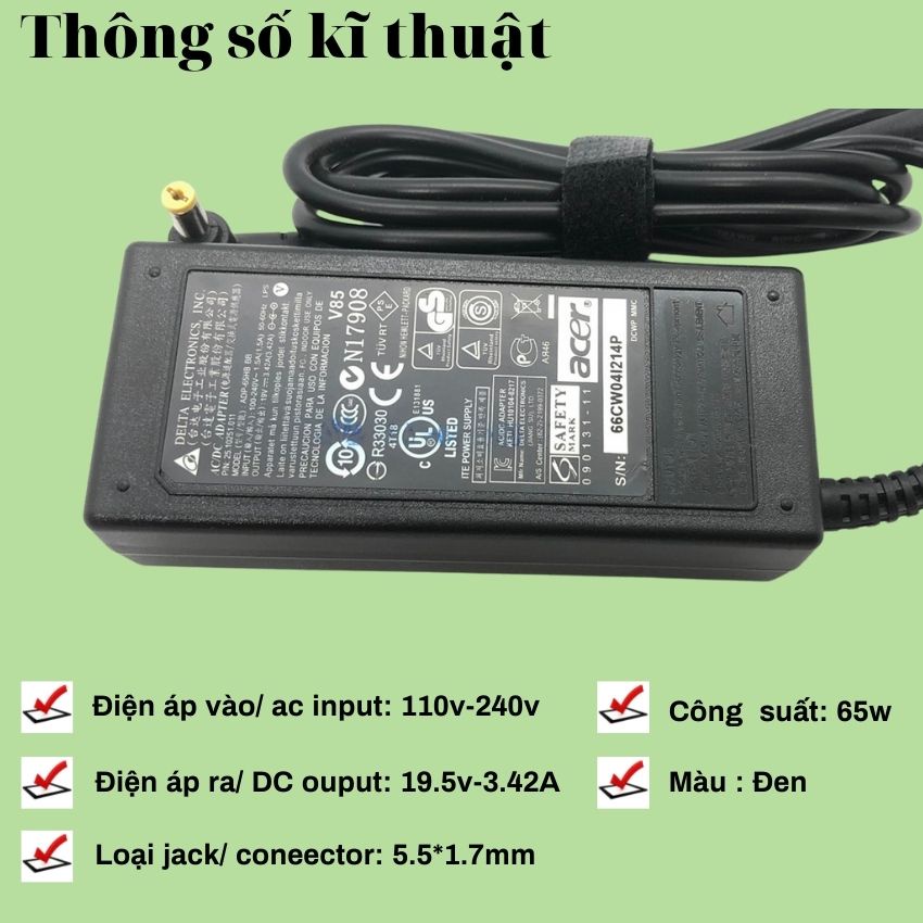 Sạc laptop acer 19V-3,42A 65W savintech. Sạc máy tính zin cao cấp bảo hành 12 tháng | BigBuy360 - bigbuy360.vn