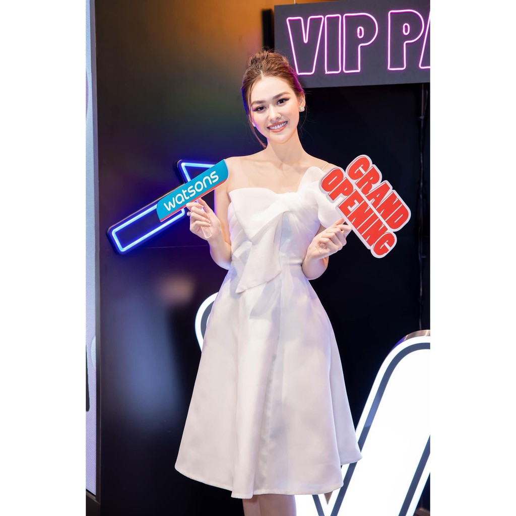 Đầm dự tiệc dáng xòe đính nơ sang trọng | BigBuy360 - bigbuy360.vn