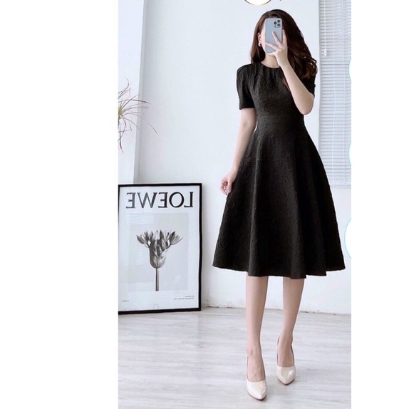 Đầm gấm xốp hoa BT179 Amina