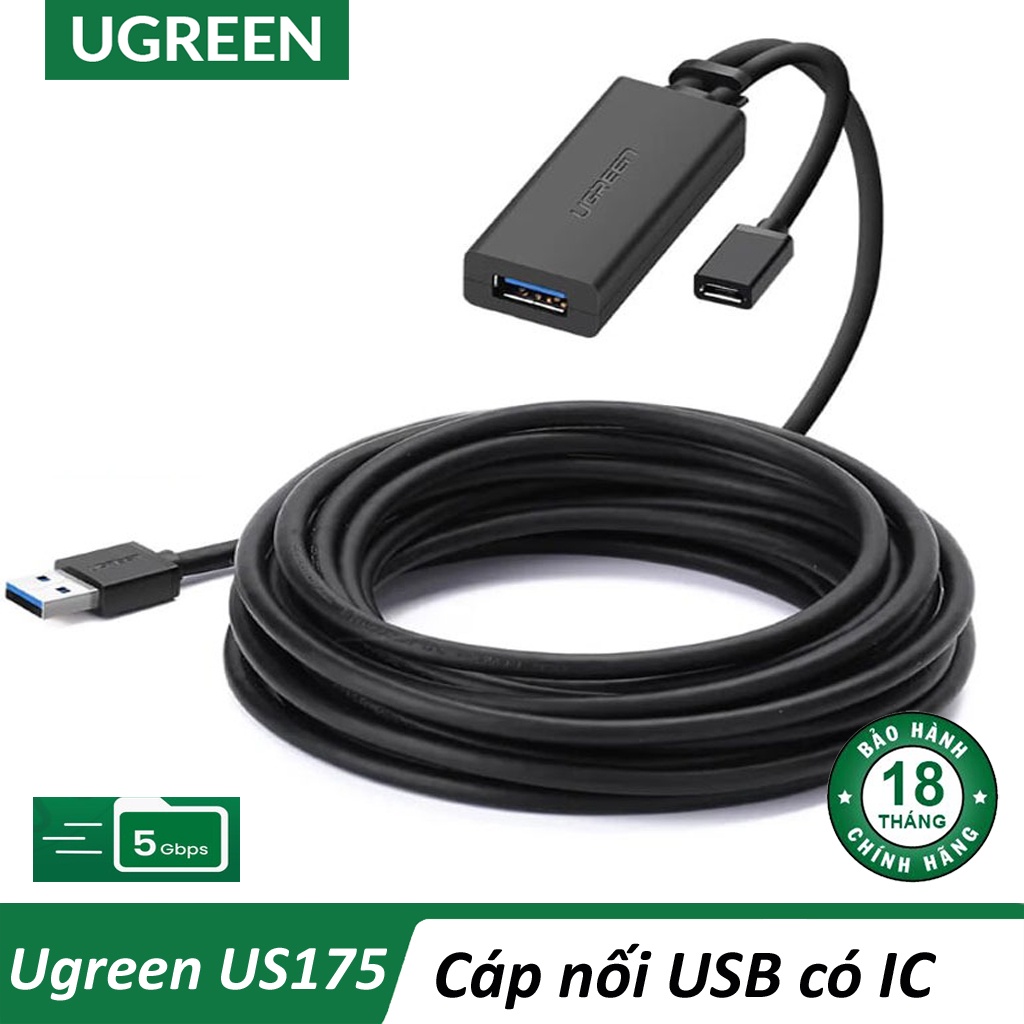 Cáp Nối Dài USB Có IC Khuếch Đại Dài 5M Cao Cấp Ugreen US175