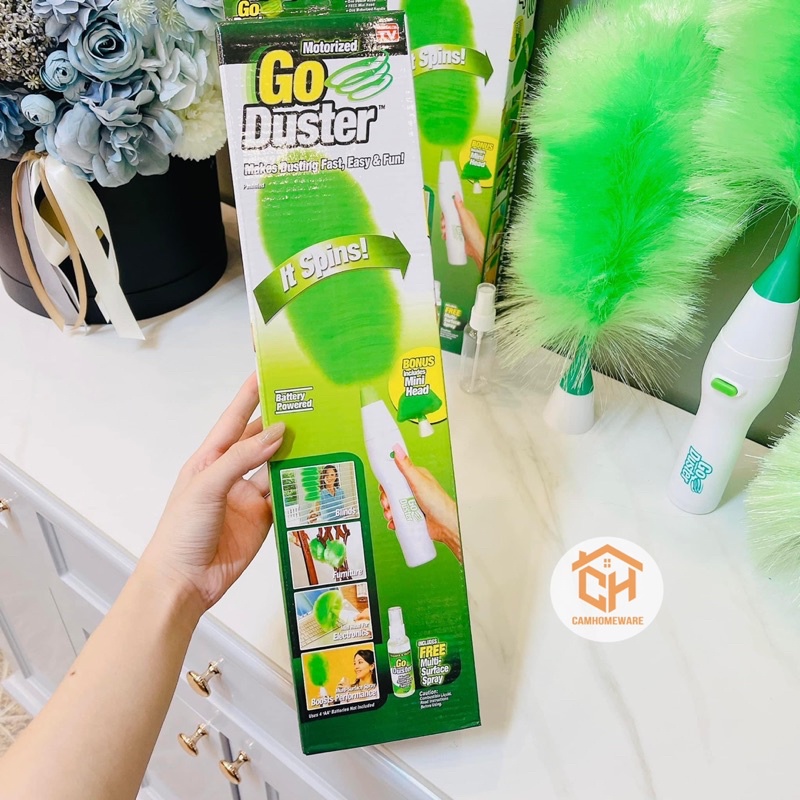 Chổi Lau Bụi Thông Minh Tự Động Xoay Tròn Bằng Điện Go Duster Chổi Lau Dọn Nhà Cửa Thông Minh Thế Hệ Mới Cam Homeware