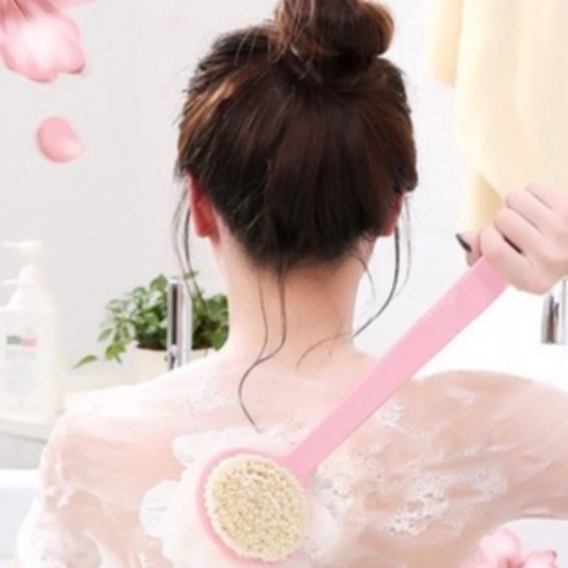 Bàn Chải Chà Lưng Kèm Bông Tắm Mềm Mại Tạo Bọt- Massage  Cho Làn Da Sạch Mịn Màng