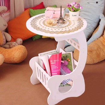 Kệ gỗ mini kèm giá đựng sách báo 2 trong 1 (Kèm khăn trải bàn) thiết kế lắp ghép đơn giản dễ dàng