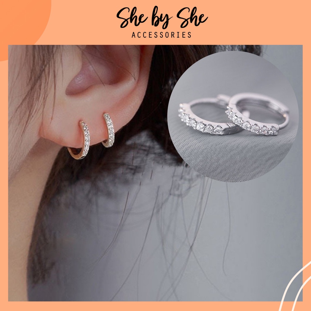 (Ảnh & video thật) Bông tai nữ bạc 925 mini đính đá thanh lịch- SHEBYSHE K47