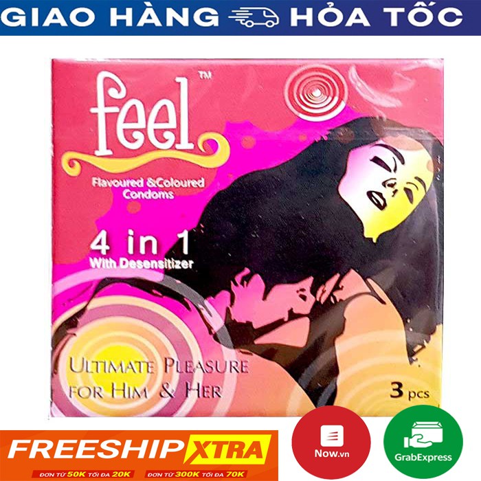 Bao Cao Su FEEl 4in1 MALAYSIA gai gân kéo dài thời gian yêu hương dâu 12 chiếc