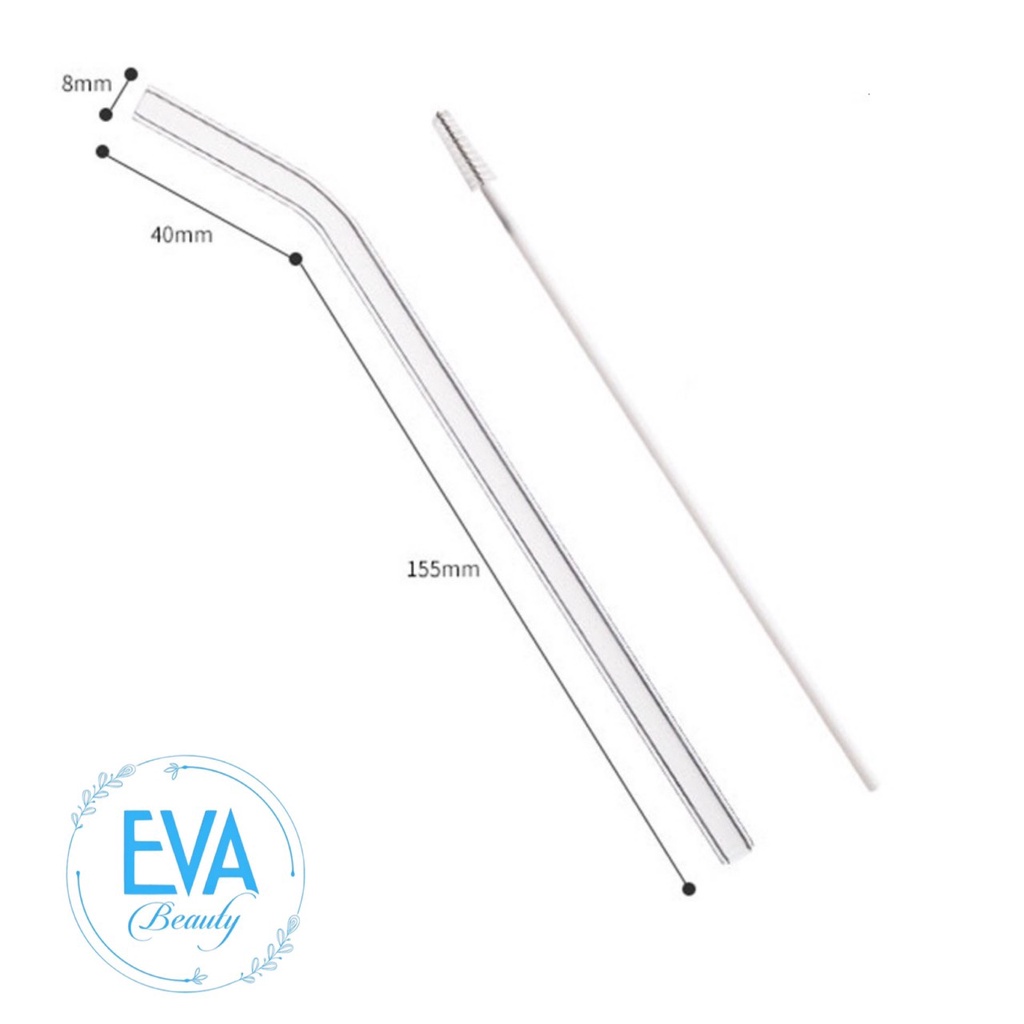Ống Hút Thuỷ Tinh Trắng Trong Suốt Dáng Cong Glass Drinking Straws 18 Cm M3503