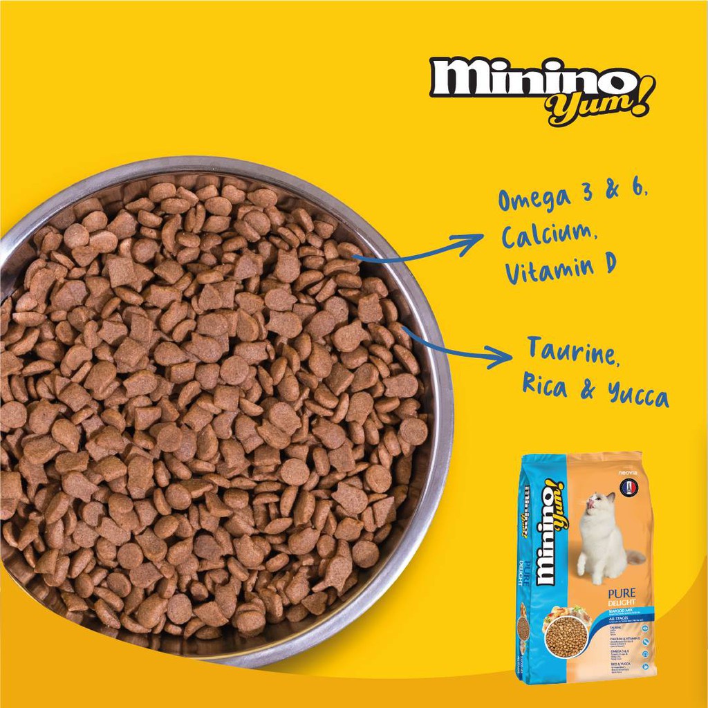 Thức ăn cho mèo hạt khô Minino Yum vị hải sản túi 1.5kg