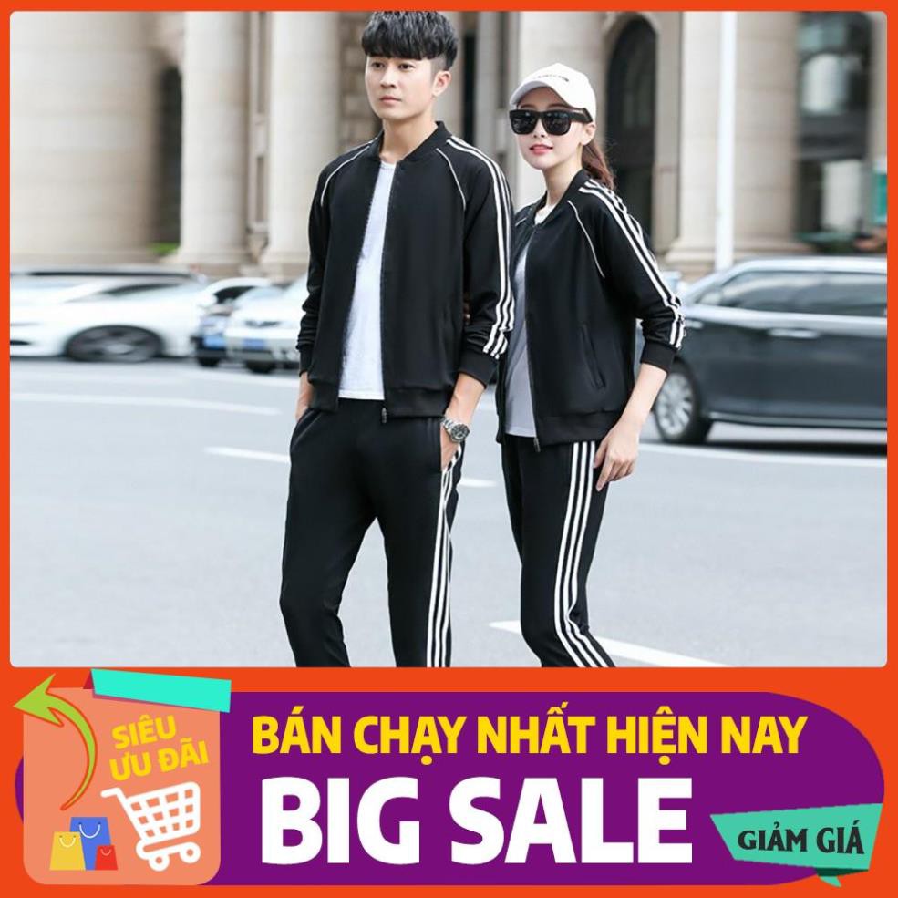 Bộ thể thao nam nữ thu đông 3 sọc, bộ đồ mặc nhà co giãn 4 chiều đủ size !