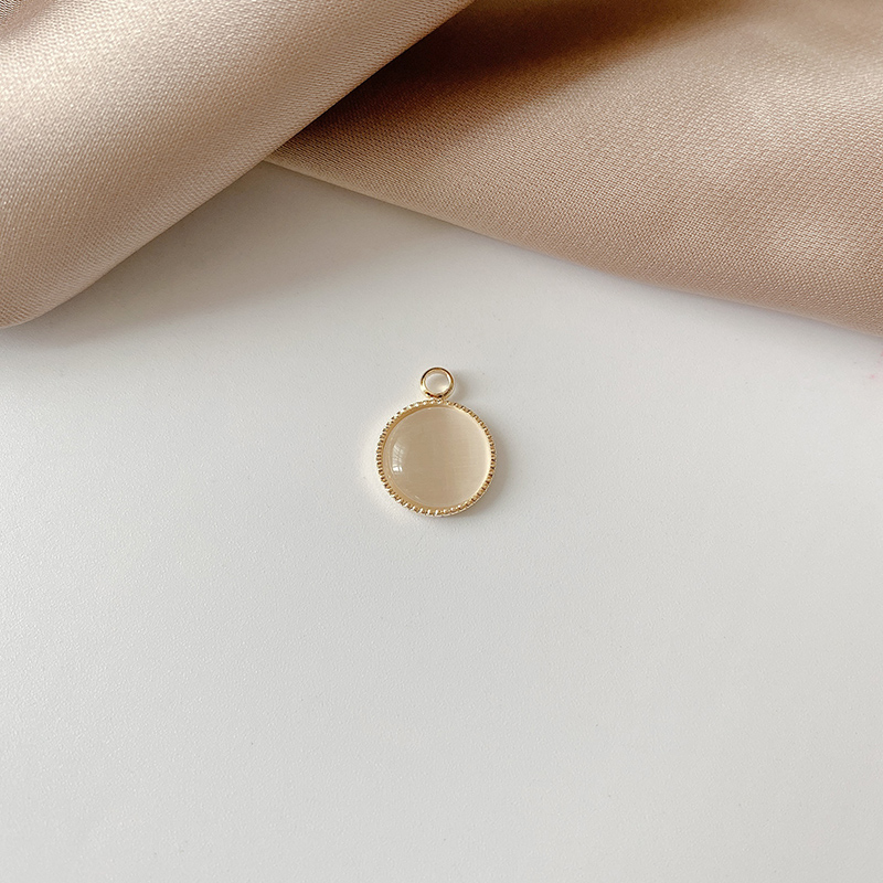 Bông Tai Hình Tròn Đính Đá Opal 14K Phong Cách Retro Nhật Bản diy