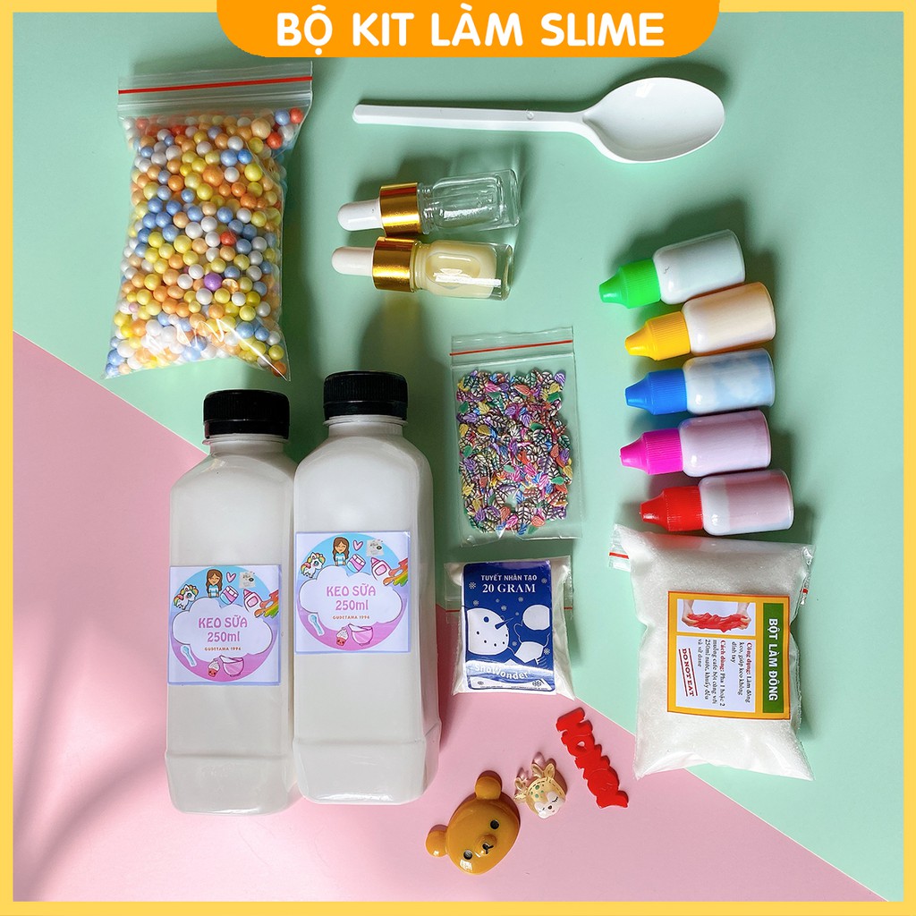 [Mã SKAMSALE8 giảm 10% đơn 200K] Bộ kit làm slime mây đầy đủ nhất có hướng dẫn, bộ kit BK2