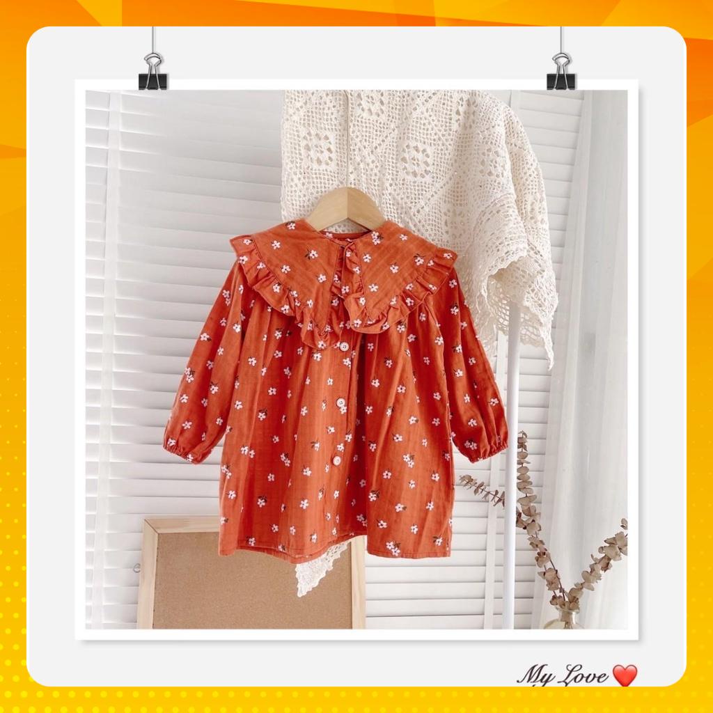 ️10-21kg️ Váy xinh dài tay dáng babydoll cổ bèo mặc thu đông cho bé gái chất xô hoa cực đẹp