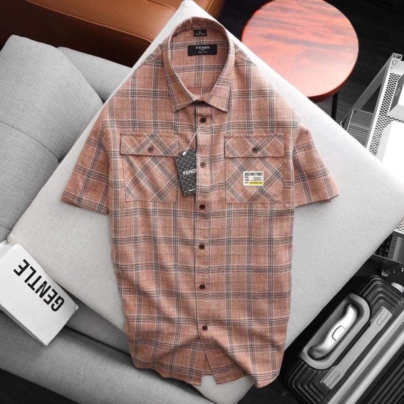 Áo sơ mi caro tay ngắn size M