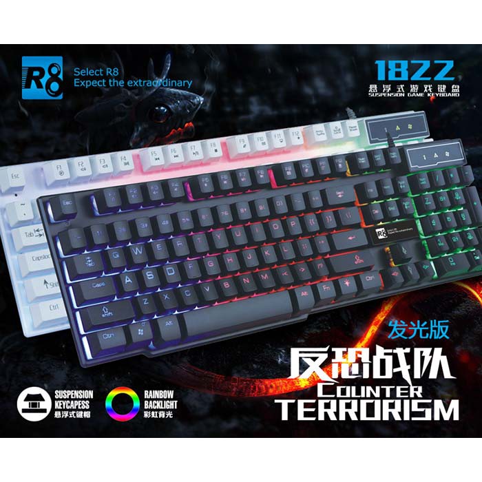 Bộ Bàn Phím Giả Cơ Chuyên Game Led R8 1822