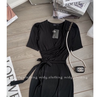 Đầm thun body cổ chéo đuôi cá dáng dài