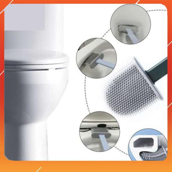 Cọ Rửa Bồn Cầu Nhà Tắm Silicon Thế Hệ Mới 2021, Có Khay Đựng Tiện Dụng