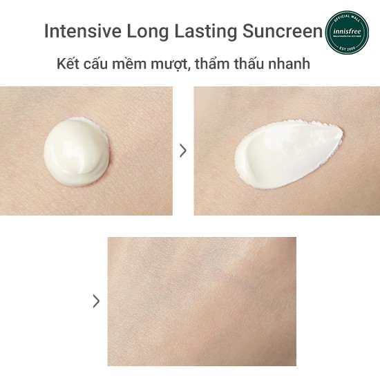 [Mã COSIF12 giảm 10% đơn 400K] Kem chống nắng lâu trôi innisfree Intensive Long Lasting Sunscreen SPF50+ PA++++ 50ml