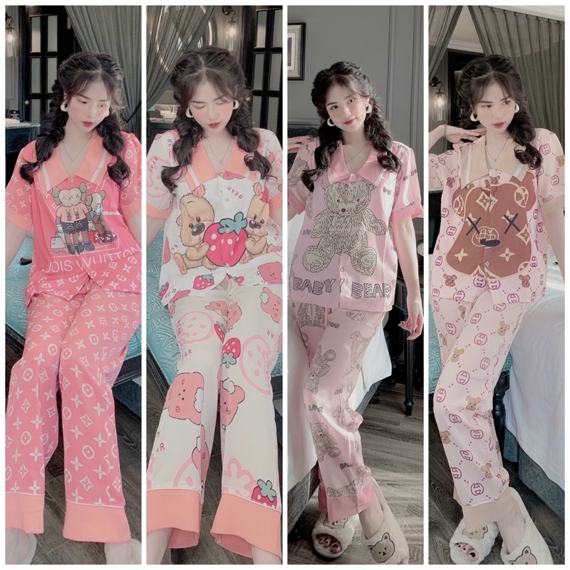 Đồ Bộ Pijama Nữ Lụa Mango Cao Cấp,Tay Cộc Quần Dài, Chất Vải Mềm Mịn,Siêu Mát