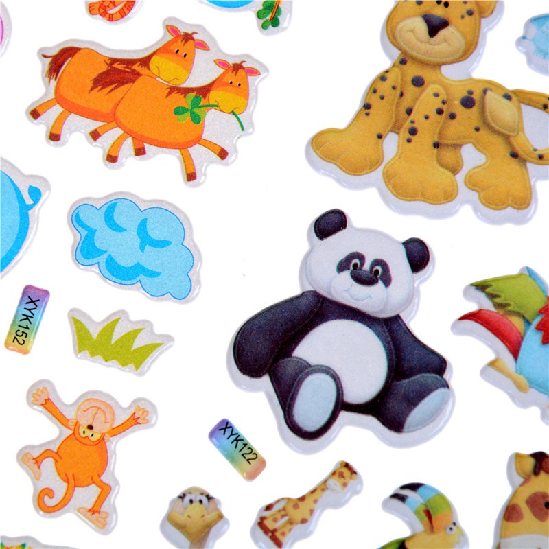 Bộ Sticker 3D Hình Sở Thú Hoạt Hình Bằng PVC Dễ Thương Dành Cho Bé