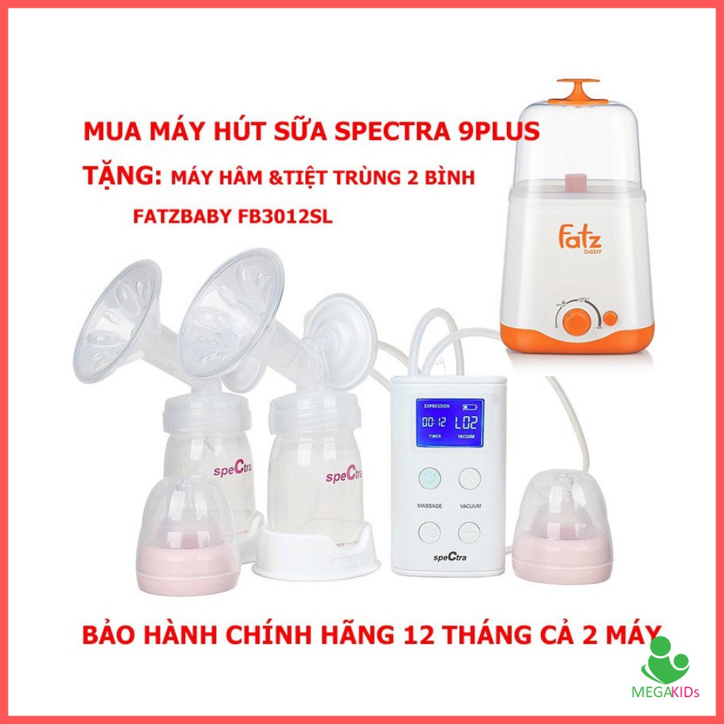 Mua Máy Hút Sữa Spectra 9PLUS tặng Máy Hâm Nóng Và Tiệt Trùng 2 Bình Cổ Rộng FatzBaby FB3012SL
