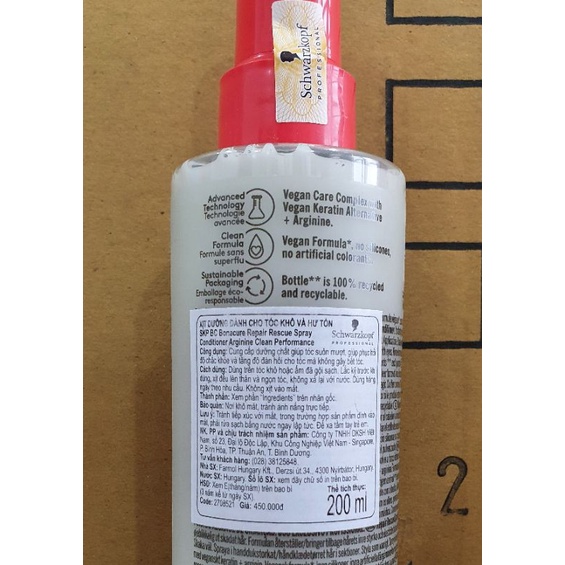 NEW 2022 - Xịt dưỡng tóc BC Bonacure - Schwarzkopf. Xanh dưỡng ẩm, đỏ phục hồi, hồng tóc nhuộm.