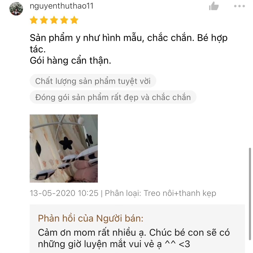 (Mẫu mới)Đồ chơi treo nôi đen trắng kích thích thị giác