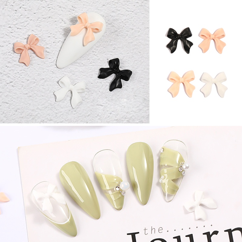 Set 30 Miếng Dán Trang Trí Móng Tay 3D DIY Hình Nơ Xinh Xắn