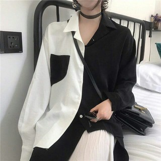 sơ mi phối đen trắng