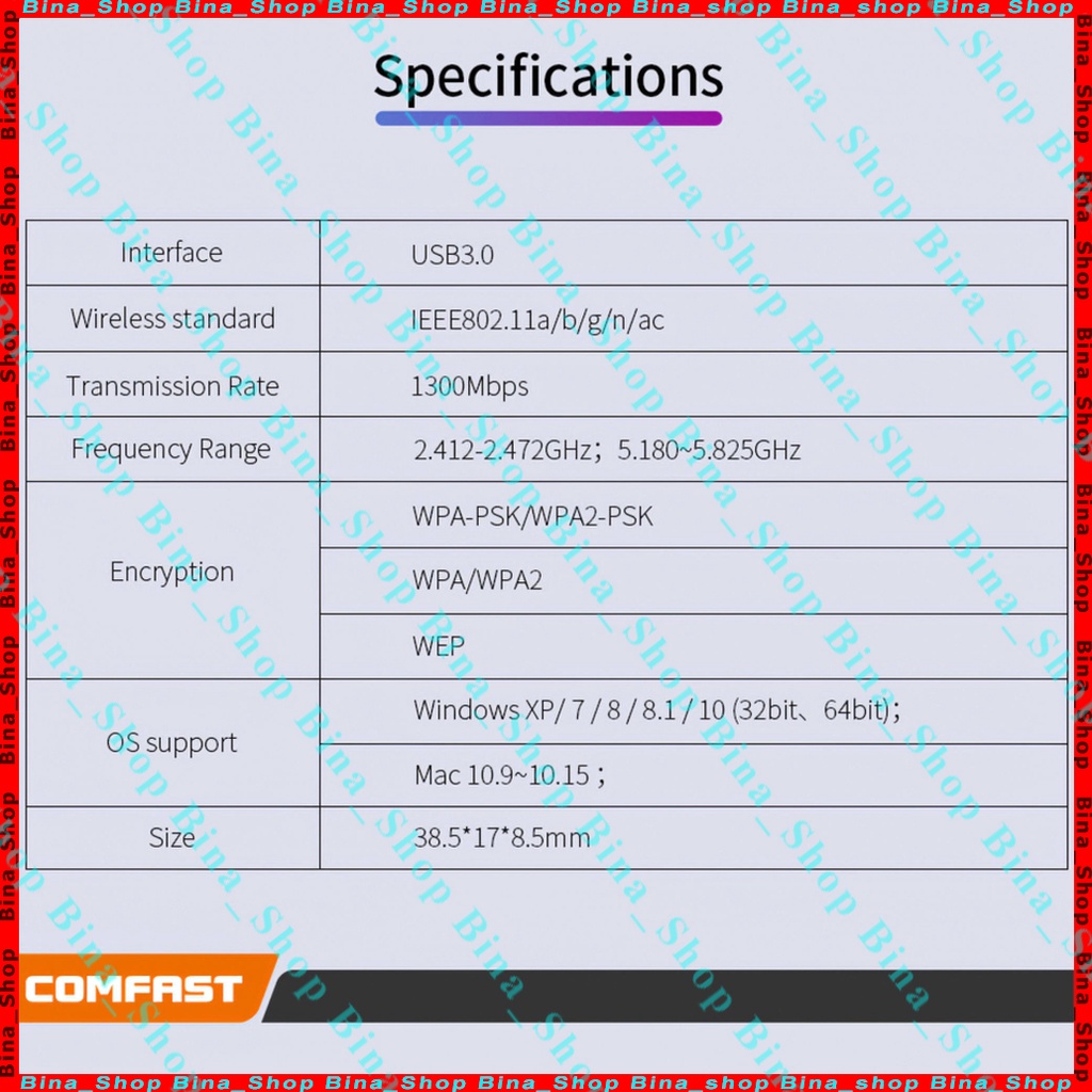 USB Thu Sóng Wifi Comfast CF-812AC 1300Mbps 2.4Ghz|5Ghz