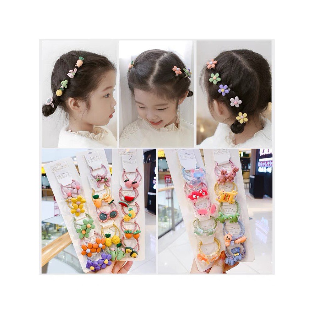 [ SIÊU CUTE - SIÊU DỄ THƯƠNG ] Vỉ 10 Dây Buộc Tóc Cho Bé Gái Hoạt Hình Đáng Yêu