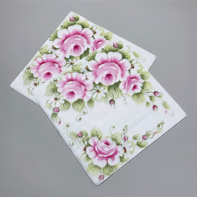 Set 20 Khăn Giấy Họa Tiết Hoa Và Bướm Trang Trí Tiệc Cưới / Giáng Sinh
