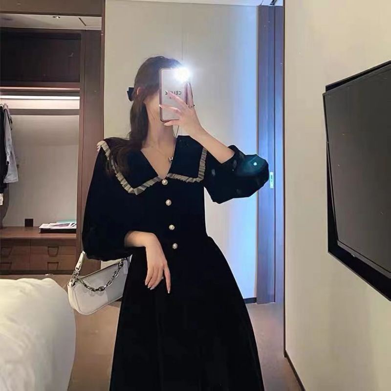 Váy nữ cổ v thiết kế tay phồng dáng dài, Đầm thời trang công sở cao cấp dự tiệc sang trọng V108 | BigBuy360 - bigbuy360.vn